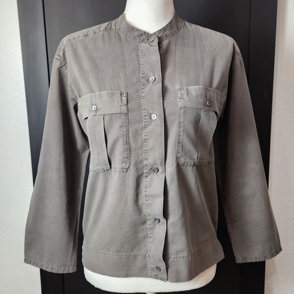 JAMES PERSE LOS ANGELES KHAKI GREEN BUTTON DOWN SHIRT SIZE 0 (XS)